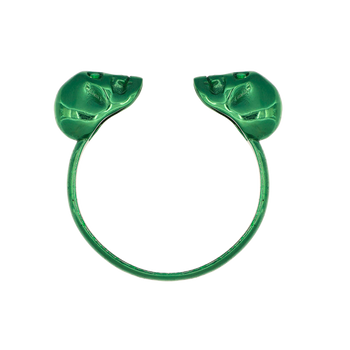 Double Skull Ring With Green Nanoceramic Coating And Green Stone