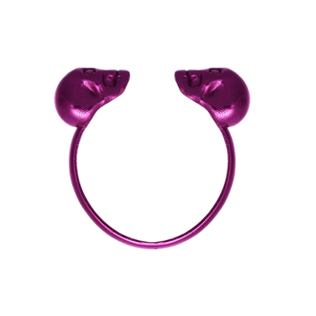 Double Skull Ring  With Fucshia Nanoceramic Coating And Fuchsia Stones