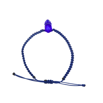 Blue Braided Bracelet With Smooth Skull Blue Nanoceramic And Blue Stones