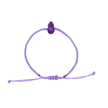 Violet Braided Bracelet With Smooth Skull Purple Nanoceramic And Violet Stones