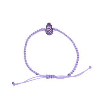 Violet Braided Bracelet with Pavé Skull with Purple Nanoceramic Coating and Violet Stones