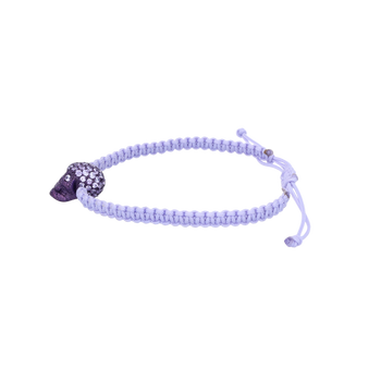 Violet Braided Bracelet with Pavé Skull with Purple Nanoceramic Coating and Violet Stones