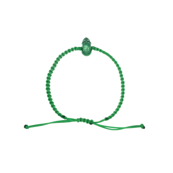 Green Braided Bracelet With Smooth Skull Green Nanoceramic And Green Stones