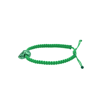 Green Braided Bracelet With Smooth Skull Green Nanoceramic And Green Stones