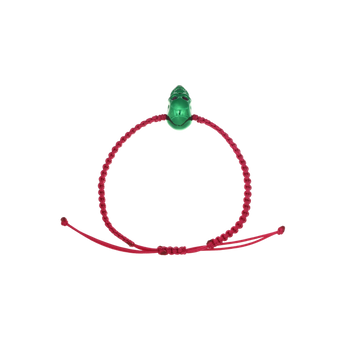 Fuchsia Braided Bracelet With Smooth Skull XL Green Nanoceramic And Fuchsia Stones