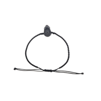 Black Braided Bracelet With Black XL Pavé Skull With Black Stones