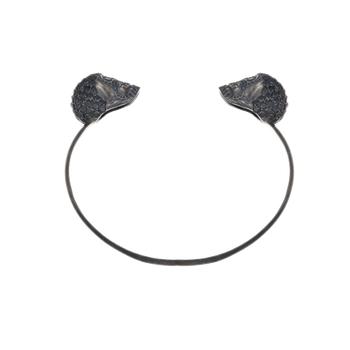 Black Solid XL Pavé Skull Bracelet With Black Stones