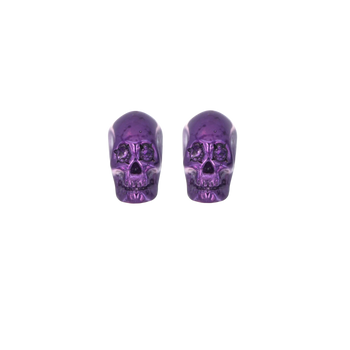 Smooth Skull Earrings With Purple Nanoceramic Coating And Violet Stones
