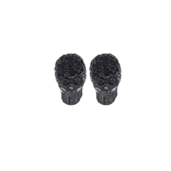 Black Pavé Skull Earrings With Black Stones