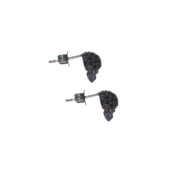 Black Pavé Skull Earrings With Black Stones