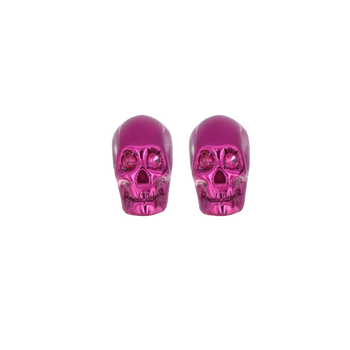 Smooth Skull Earrings With Fucshia Nanoceramic Coating And Fuchsia Stones