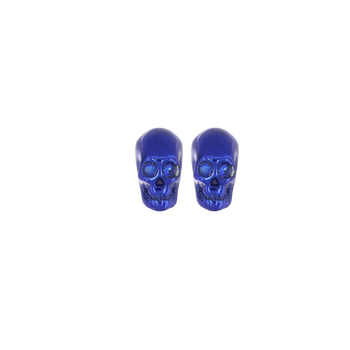 Smooth Skull Earrings With Blue Nanoceramic Coating And Blue Stones