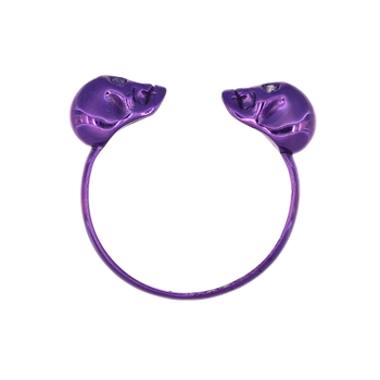Double Skull Ring With Purple Nanoceramic Coating And Violet Stones