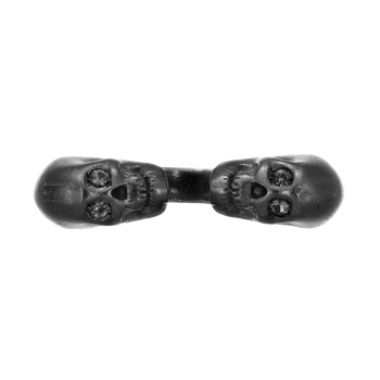 Black Double Skull Ring With Black Stones