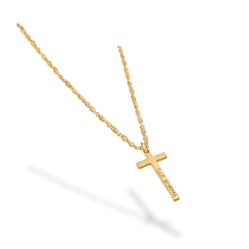 Fuck Normal Cross Pendant With Skull Chain Yellow