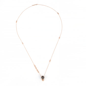 Pink Pavé Skull Necklace With Black Stones