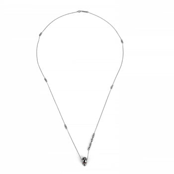 Smooth Skull Necklace White With Red Stones
