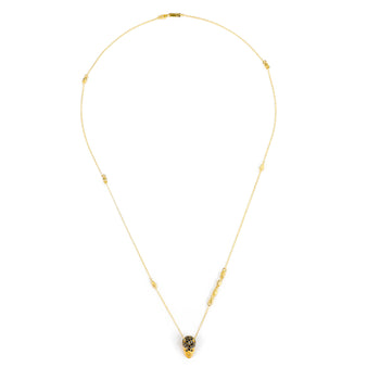 Collana Teschio Pavé Medio Gialla Pietre Nere
