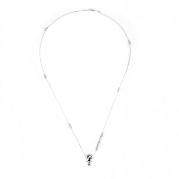 Smooth White Skull Necklace With White Stones