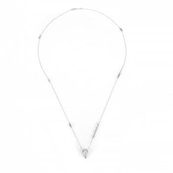White Pavé Skull Necklace With White Stones