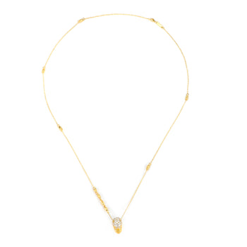 Yellow Pavé Skull Necklace With White Stones