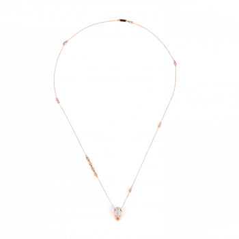 Pink Pavé Skull Necklace With White Stones