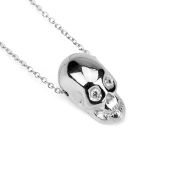 Smooth White Skull Necklace With White Stones