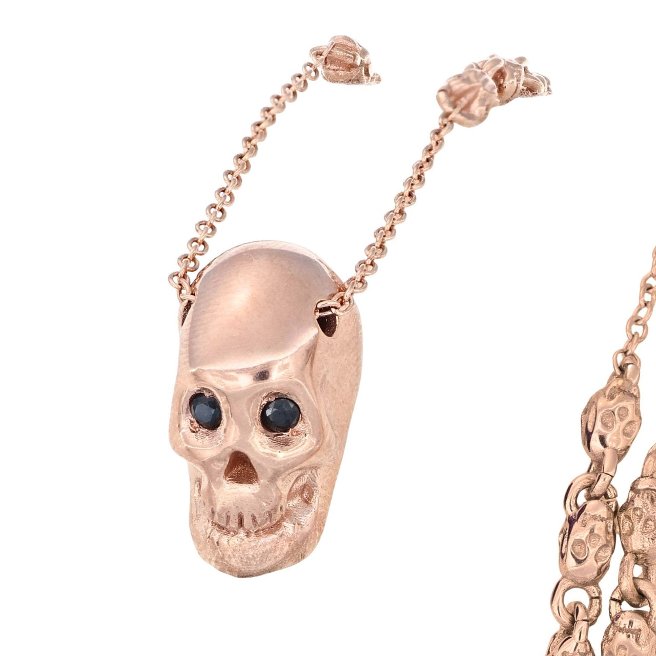 Smooth Pink Skull XL Necklace With Black Stones