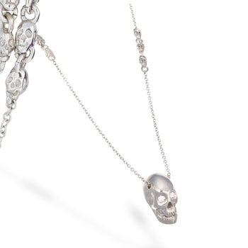Smooth White Skull Necklace With White Stones