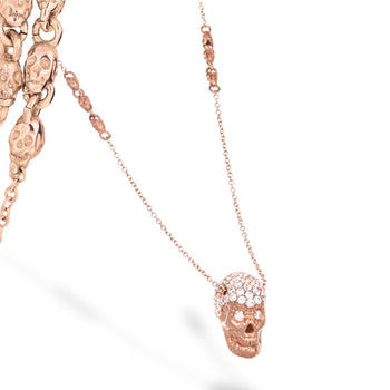 Pink Pavé Skull XL Necklace With White Stones