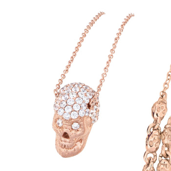Pink Pavé Skull XL Necklace With White Stones