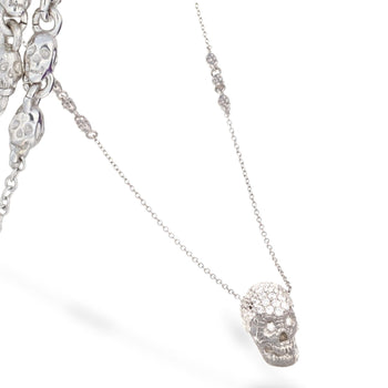 White Pavé Skull XL Necklace With White Stones
