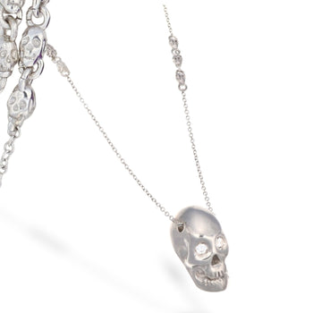 Smooth White Skull XL Necklace With White Stones